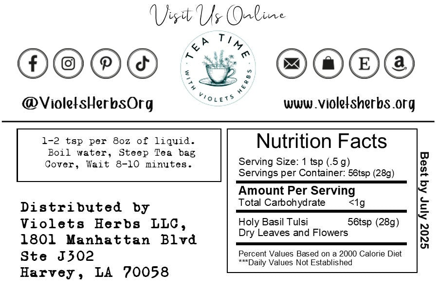 Premium Holy Basil (Tulsi) – USA Grown Loose Leaf Herb for Tea, Infusions, and Culinary Use