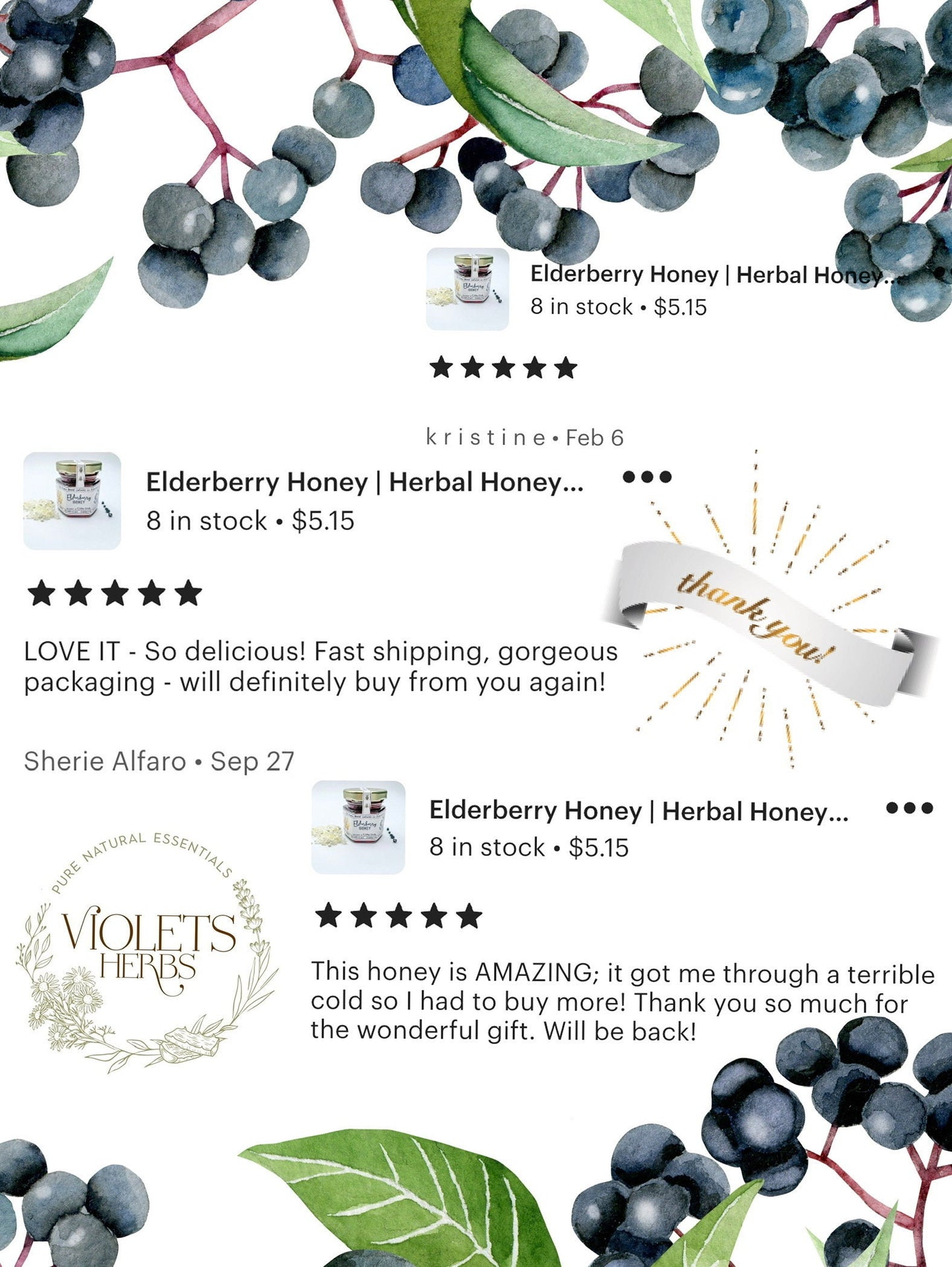 Elderberry Honey | Herbal Honey | Elderberry Infused Honey