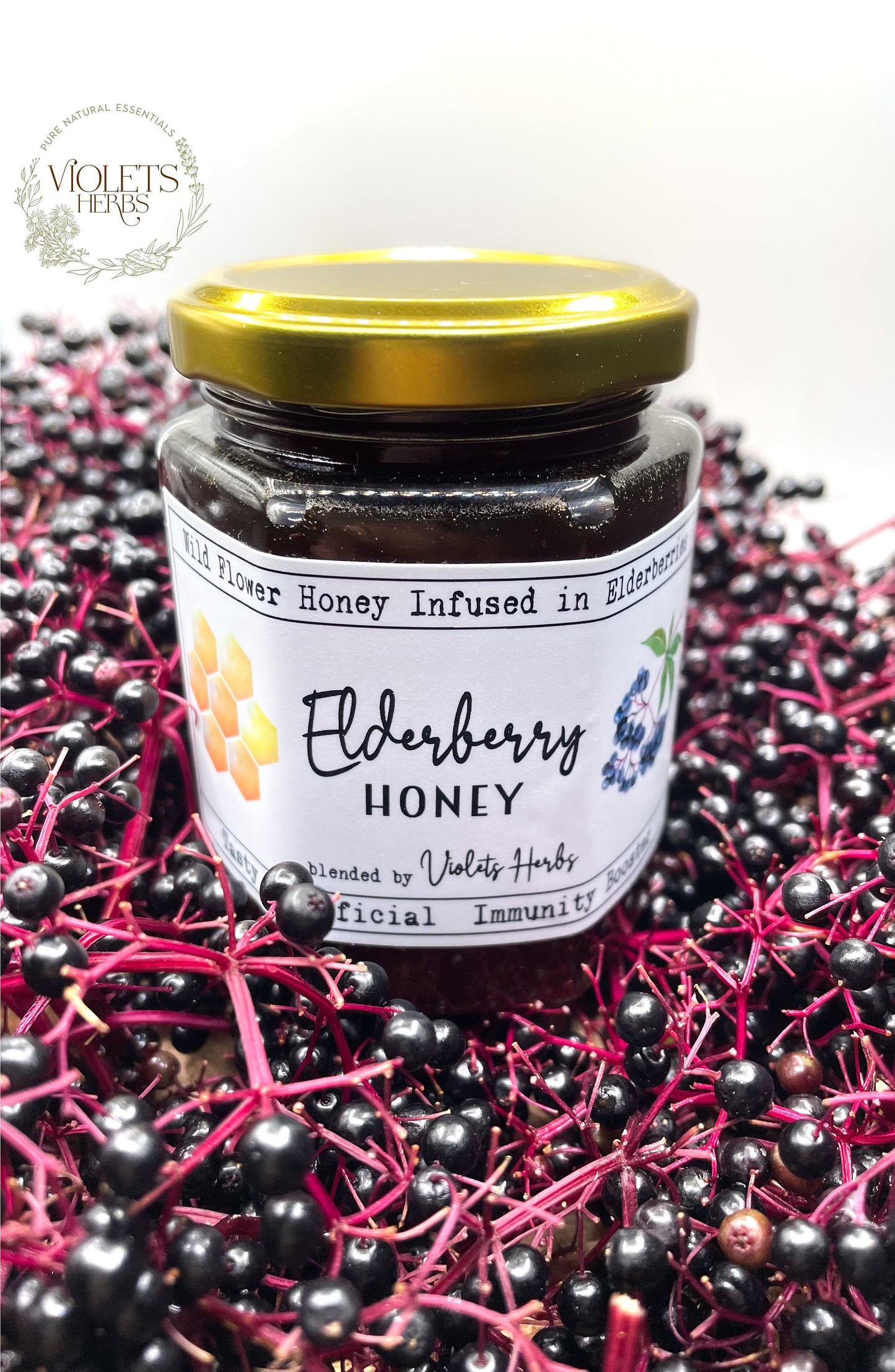 Elderberry Honey | Herbal Honey | Elderberry Infused Honey